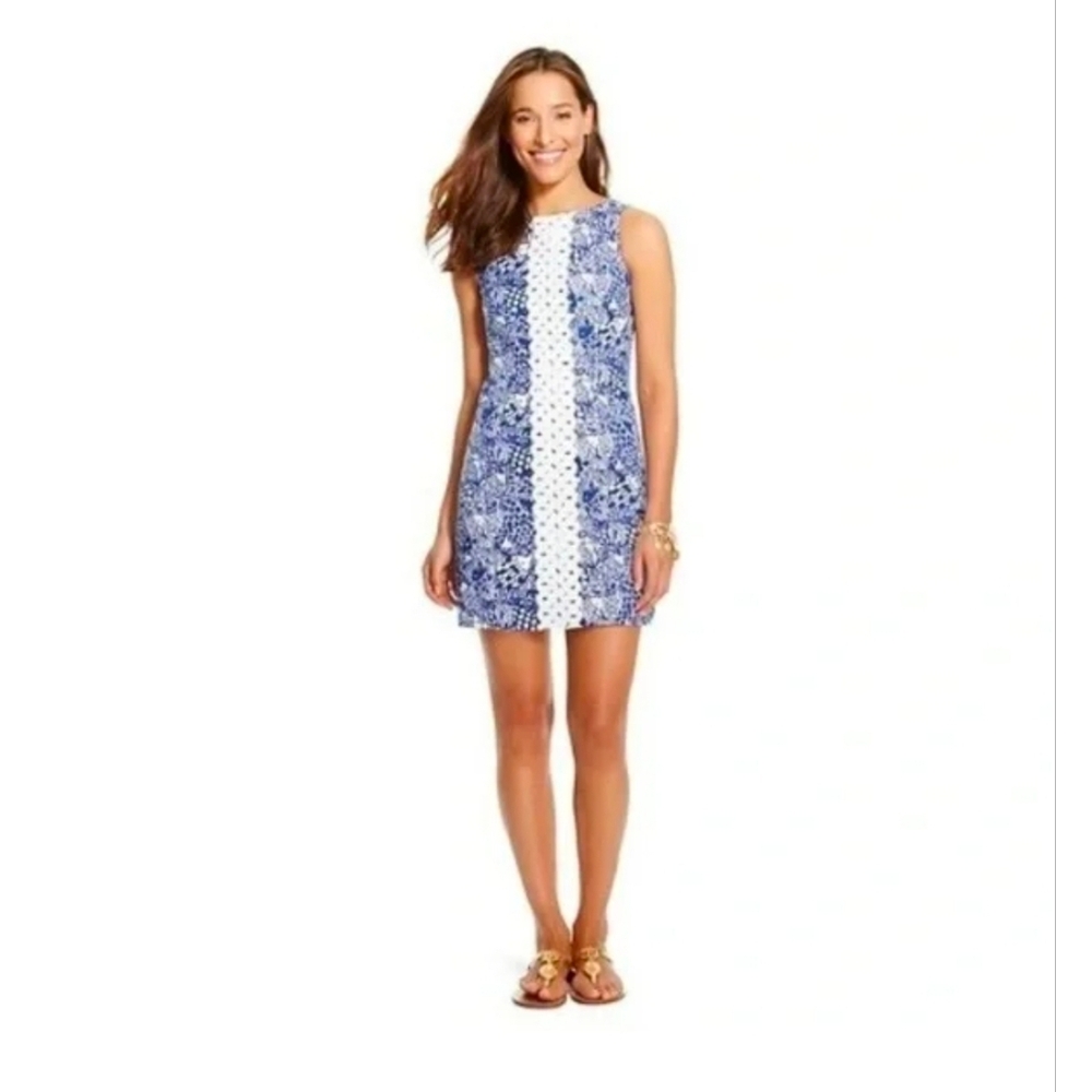 Lilly Pulitzer Upstream Navy and White Patterned Dress Size 4